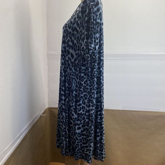 Jollie Lovin Woman's Short Sleeve Swing Dress Size 5X Leopard Print Blue Pockets - Picture 11 of 16